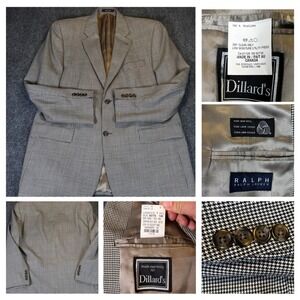 Ralph Lauren Blazer Mens 44L Tan Houndstooth Wool Sport Coat Canada